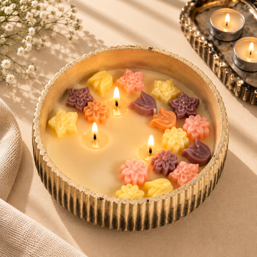 Garden Candle with Decorative Candle Tray